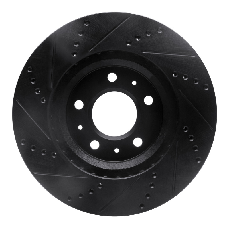 Cadillac CTS Brake Rotor (1) - Front Right - R1 Concepts - Drilled & Slotted - Black - `03-`07